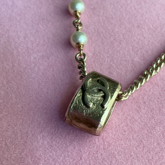 Chanel Rare CC Ring Pendant w/ Pearl Accent Necklace - Picture 2 of 8